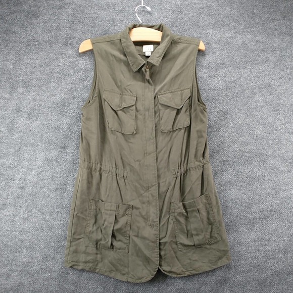 A New Day Women's Full Zip Utility Vest Green Small Drawstring Waist Pockets - Picture 2 of 12
